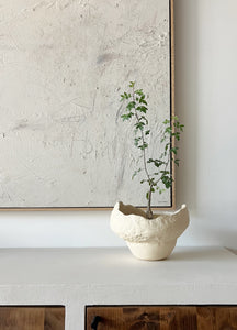 Handmade ceramic planter, white.