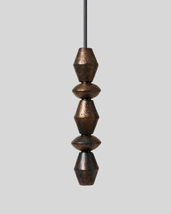 Rosie Li and Mondays ceramic mixed column cone pendant light with 5 pieces with umber bronze and oil-rubbed bronze hardware