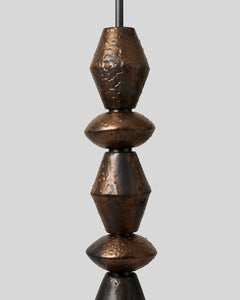 Rosie Li and Mondays ceramic mixed column round pendant light with umber bronze and oil-rubbed bronze hardware