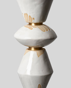 Rosie Li and Mondays ceramic pilar column light with buff gloss and brush brass hardware