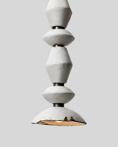 Rosie Li and Mondays ceramic mixed column round pendant light with umber gloss and oil-rubbed bronze hardware